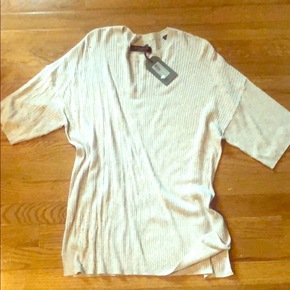 ALL SAINTS distressed top tunic tee tan beige